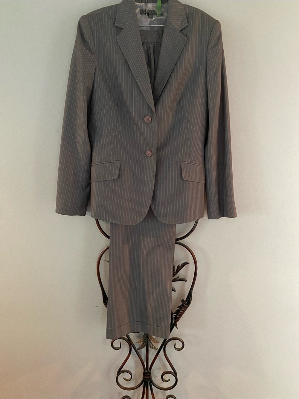 Anne Klein Gray Pinstripe Women's Blazer & Pant suit